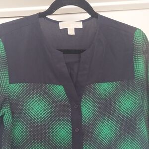MICHAEL MICHAEL Kors Green and Black Blouse